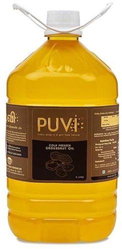 Puvi Cold Pressed Groundnut Oil (5LTR), For Cooking, Packaging Type : Plastic Bottle