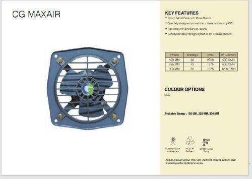 CG MAXAIR EXHAUST FAN 225MM(9INCH), Packaging Type : Carton Box