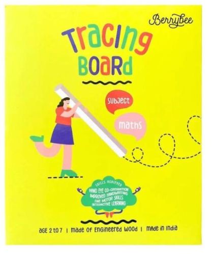 Black Berrybee Wood Maths Tracing Board, For Kids Playing