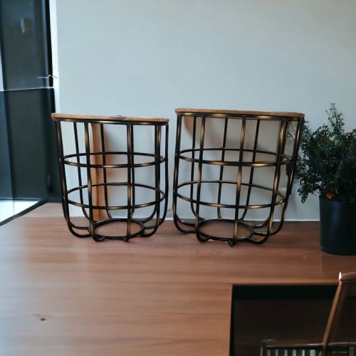 CRYSTAL INDIA Coated Plain Wooden Side Table, Color : Brown 16'/14'