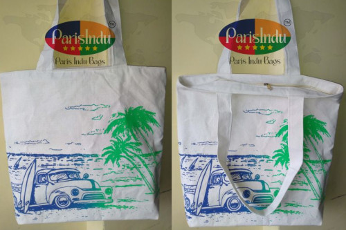 ParisIndu Canvas Printed Beach Bag, Gender : Ladies