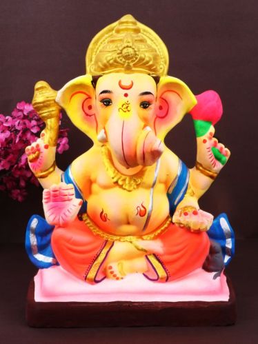 10.5 Inch Shuban Eco-friendly Ganesha Idol In Dagdusheth Pose Of Ganpati