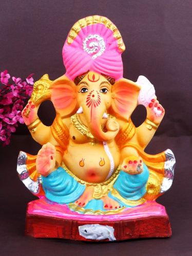 10 Inch Kripalu Eco-Friendly Ganesha Idol In Shethjii Position Of Ganpati