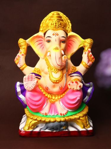 12 INCH Manglamurti Eco-Friendly Ganesha Idol In Gajanan Pose Of Ganpati