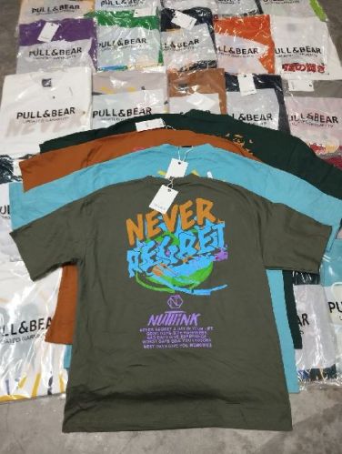 Pull Bear Pure Cotton Printed Mens Downshoulder Tshirt XL