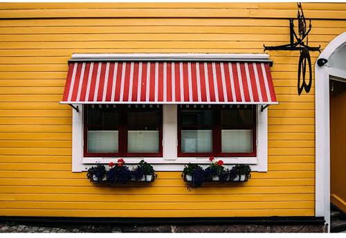 Red And White Awning For Window