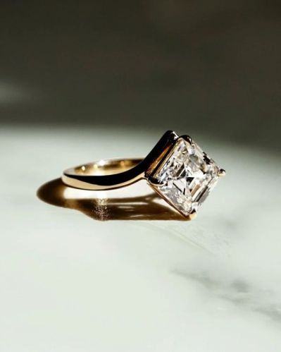 3.00 CT Asscher Lab Grown Diamond Solitaire Engagement Ring