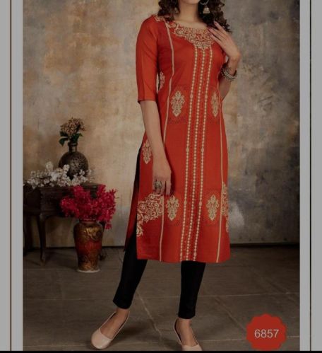 Cotton Ladies Printed Straight Kurti, Size : All Sizes
