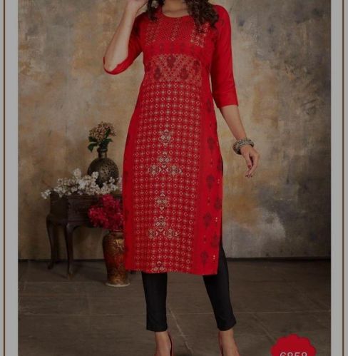 Ladies Regular Wear Straight Kurti, Size : All Sizes