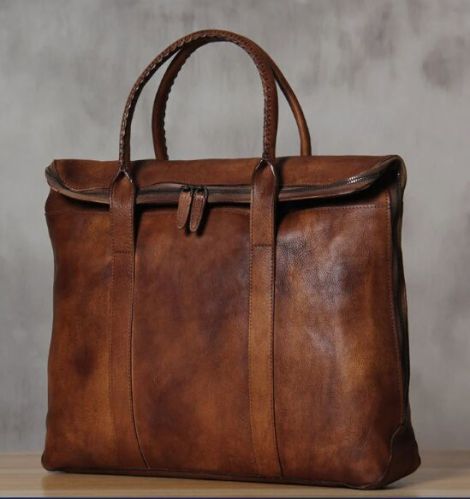 Brown Distressed Leather Briefcase Bag, For Office Use, Feature : Stylish, Smooth Texture, Fine Finishing