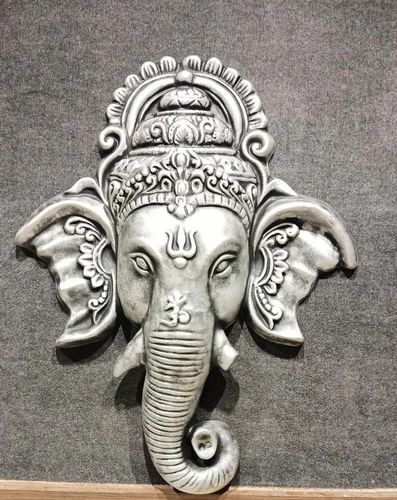 Grey Fiber Ganpati Ji Wall Hanging, For Decoration, Packaging Type : Cardboard Box