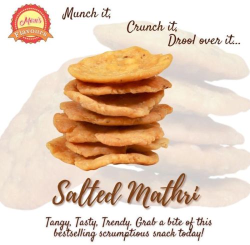 Mom's Flavours Namkeen Plain Salted Mathri, For Snacks, Home, Office, Taste : Salty