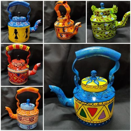 Multicolor Printed Ceramic Tea Kettle