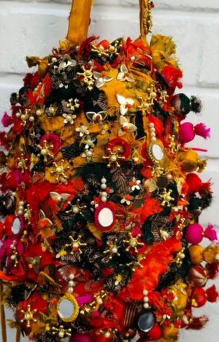 Multicolor Silk Sustainable Potli Bag, Technics : Machine Made