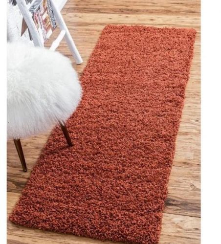 Luxe Terracotta Shag Rug For Entryways, Technics : Attractive Pattern, Embroidered, Handloom, Washed