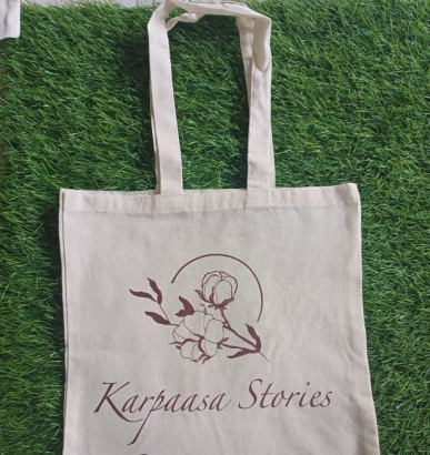 Printed Long Handle Cotton Bags, Size : 14 X 16 Inch