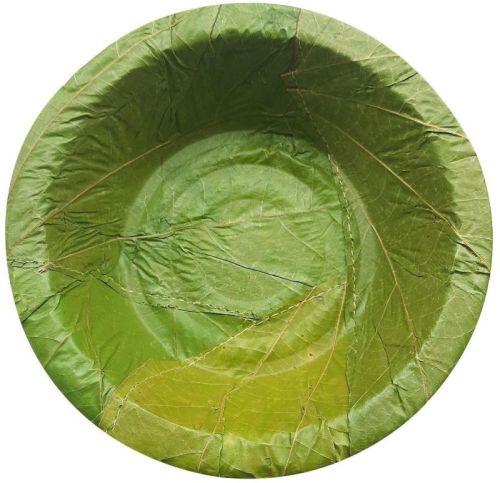 Green Round Sal Leaf Bowl, For Serving Food, Size : 4Inch