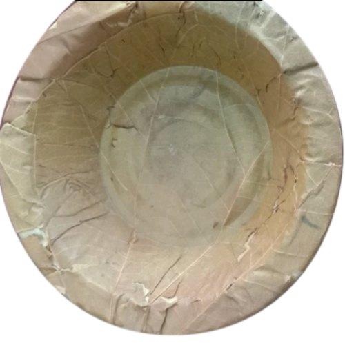 Brown Natural Round Sal Leaf Bowl, For Serving Food, Size : 6 Inch