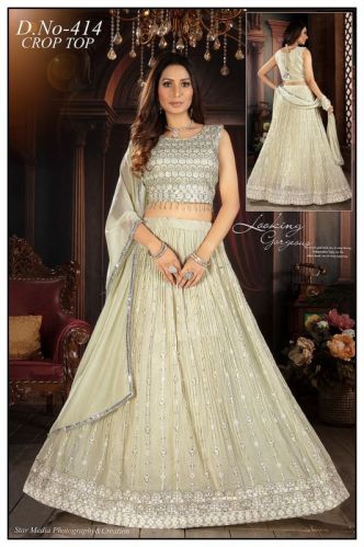 Georgette Party Wear Ladies Designer Crop Top Lehenga