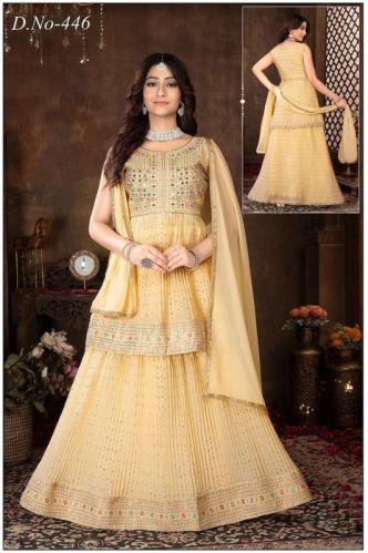 Georgette Peplum Top With Lehenga, Feature : Stone Work, Elegant Design