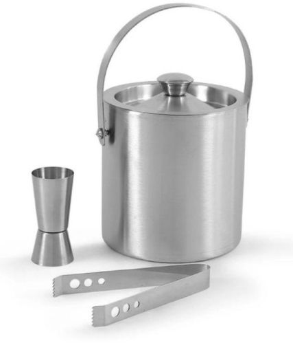 Silver Round Plain Steel Ice Bucket, Size : Standard