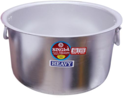 Silver Singla Round Polished Aluminium High Quality Tope, For Cooking