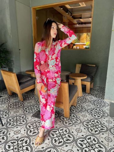 Floral 100% Cotton Rayon Women Co-ord Set, Size : XL