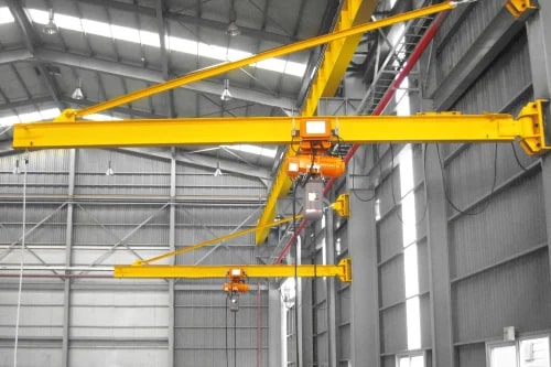 Yellow Stainless Steel Pillar Mounted Jib Crane, For Industrial, Power Source : Electric