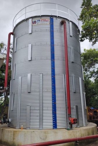 Grey Round Polished Metal Fire Fighting Water Tank, Size : Customized