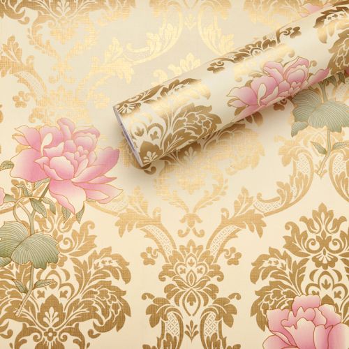 Majestic Golden Damask Wallpaper For Decoration