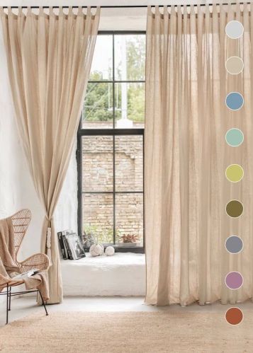 Polyester Tab Top Curtains, Technics : Machine Made