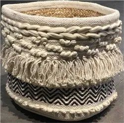 Multicolor Round Handloom Storage Basket