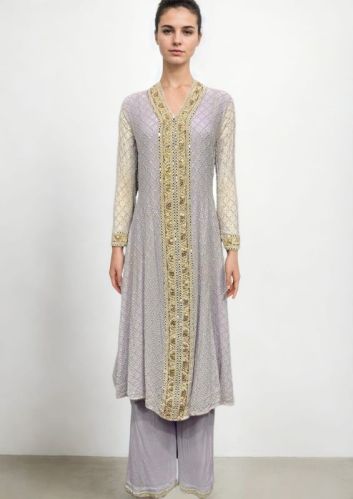 Lavender Kurti With Mirror and Sequins Embellishments For Rental