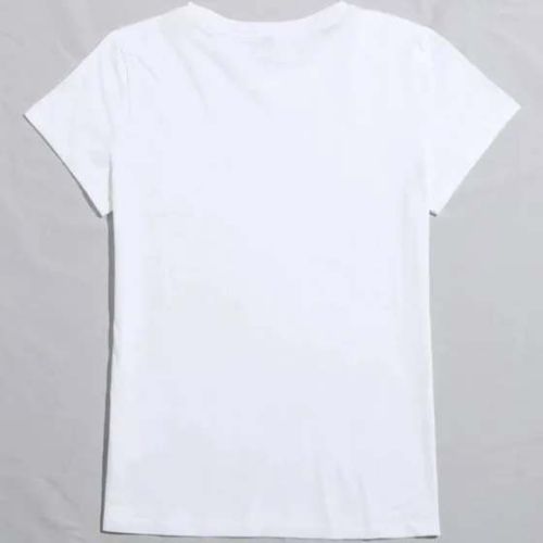  Round Neck Plain White Cotton T-shirt M, Medium
