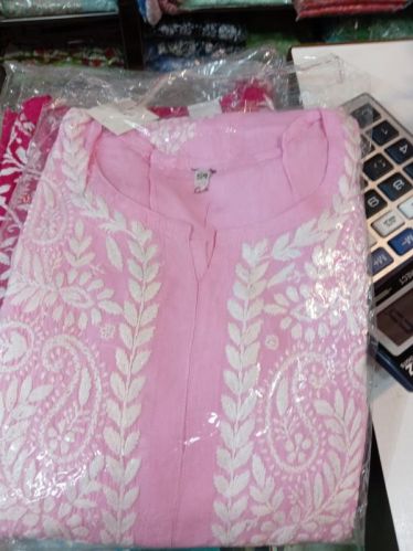 Embroidered Ladies Designer Chikankari Kurti, Packaging Type : Poly Bag