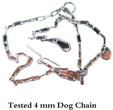 Silver Polished Mild Steel 4mm Dog Chain, Packaging Type : Plastic Packet