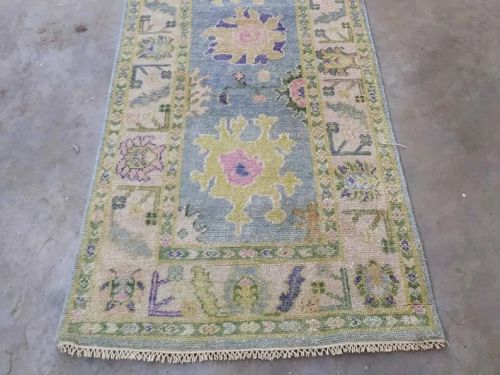 Woolen Multicolor Hand Knotted Oushak Rug For Home, Office, Hotel