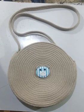 Uzer Plain Cotton Rope Sling Bag, Technics : Handmade