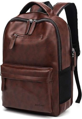 Leather Backpack, Color : Brown for College, Office, Travel