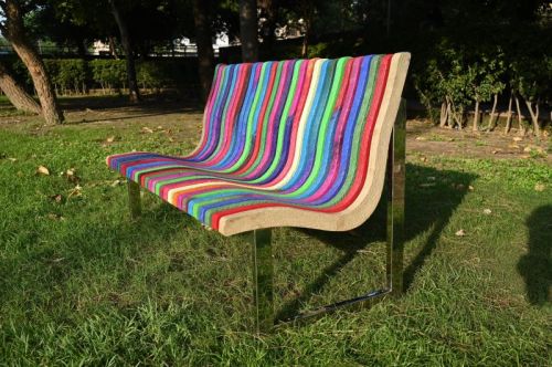 CARBON FUSION Plastic Rainbow Bench 3x5ft for Park Sitting