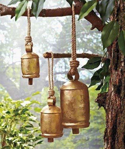 Gold Finish Metal Decorative Hanging Bell, For Gifting, Home, Temple, Style : Antique
