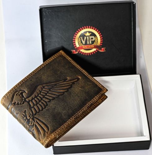 E-307 Mens Cow Hunter Leather Wallet, For Keeping, ID Proof, Gifting, Credit Card, Cash, Personal Use