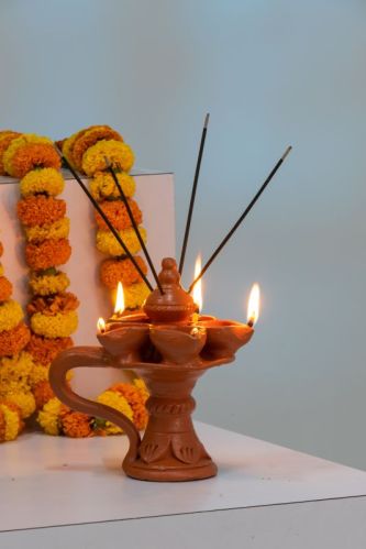 Brown Karru Krafft Terracotta Handcrafted Clay Diya, For Decoration, Style : Dried