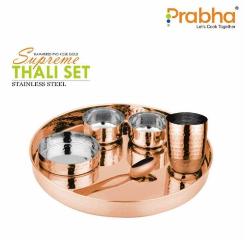 Brown Pvd Coated Rose Gold Thali Set, For Serving Food