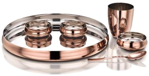 Brown Pvd Rose Gold Thali Set, For Serving Food
