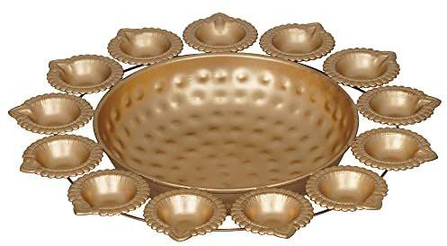 Golden Gold Iron Western Trend Diya Urli, For Home, Size : 12 Inch