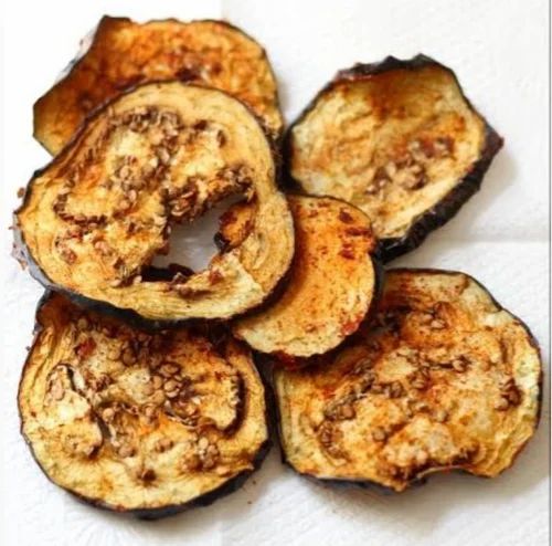 Light Brown Slices Dehydrated Brinjal, For Cooking, Shelf Life : 20days