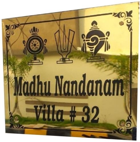 Rectangular Polished Golden Steel Name Plate, Feature : Long Life, Rust Resistant