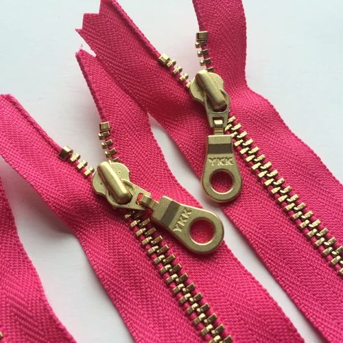 Golden Open End Metal YKK Zipper, For Garments, Packaging Type : Paper Box