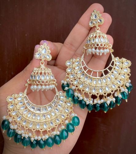 Polished Designer Kundan Earrings, Style : Antique